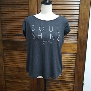 Prana T-shirt
Color: Gray 
w/ White Graphics / Med